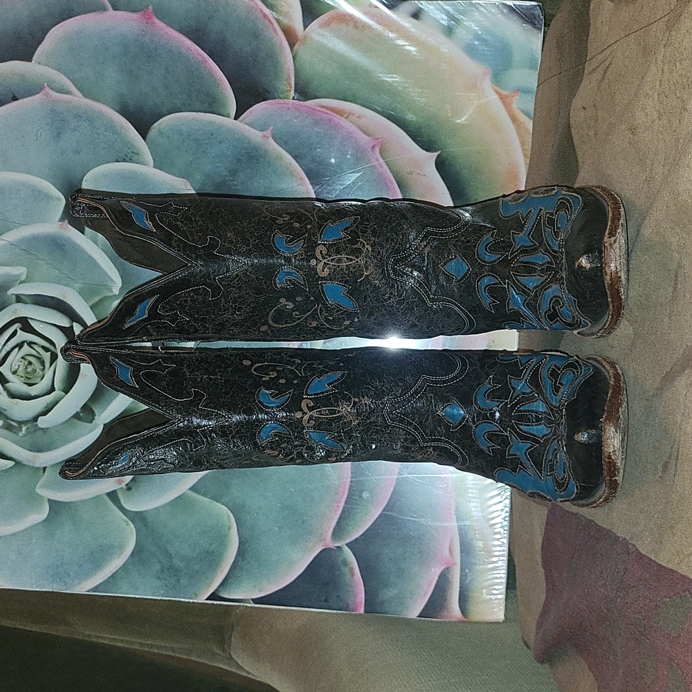Pecos Bill Leather Cowboy Boots 8 - Picture 3 of 14